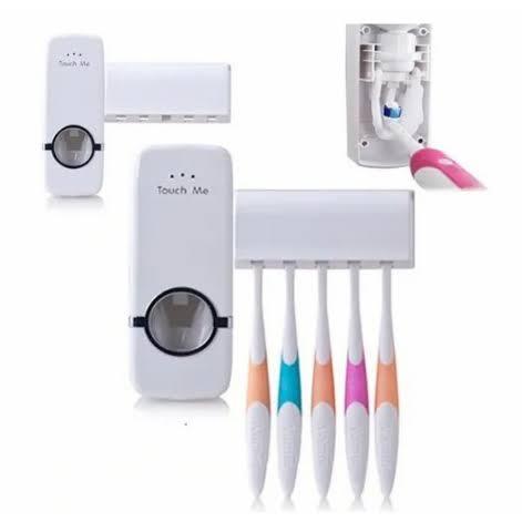 Suporte dispenser De Pasta Creme Dental + Aplicador Automatico Suporte Porta Escovas