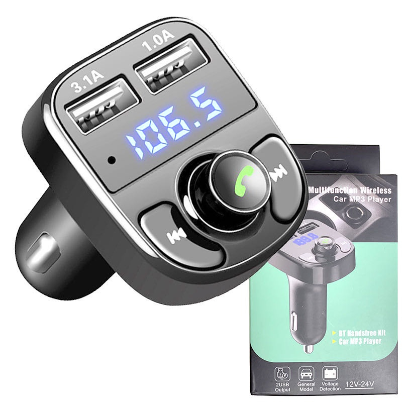 Carregador Carro Transmissor Fm Bluetooth Veicular X8 Mp3 Rádio