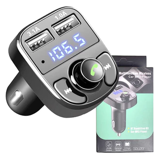 Carregador Carro Transmissor Fm Bluetooth Veicular X8 Mp3 Rádio