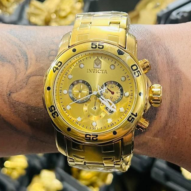 Relógio Pro Drive Novo Dourado Masculino Banhado á Ouro 18K Homem Luxo ...