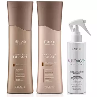 Kit Amend Complete Repair Com Shampoo e Condicionador 250ml + Fluido Blindagem Essencial 180g Amend em Oferta na Shopee