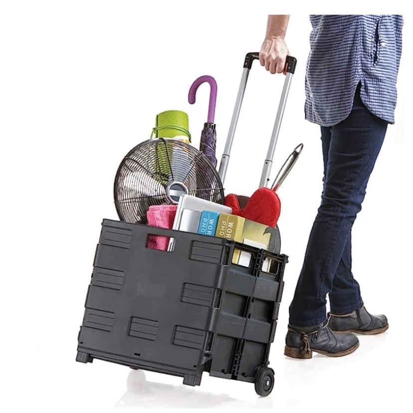 Carrinho carga cesto transporte dobrável multiuso suporta 25kg