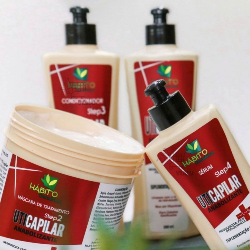 Kit UTI Capilar Anabolizante 1kg Habito Brasil ( Sh + Cond + Masc + Serum )