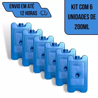 6 Gelo Placa Reutilizável Gel 200ml Ideal Cooler Caixa Térmica