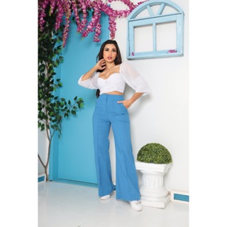 Calça Wide Leg em viscolinho leve e elegante Feminina liso