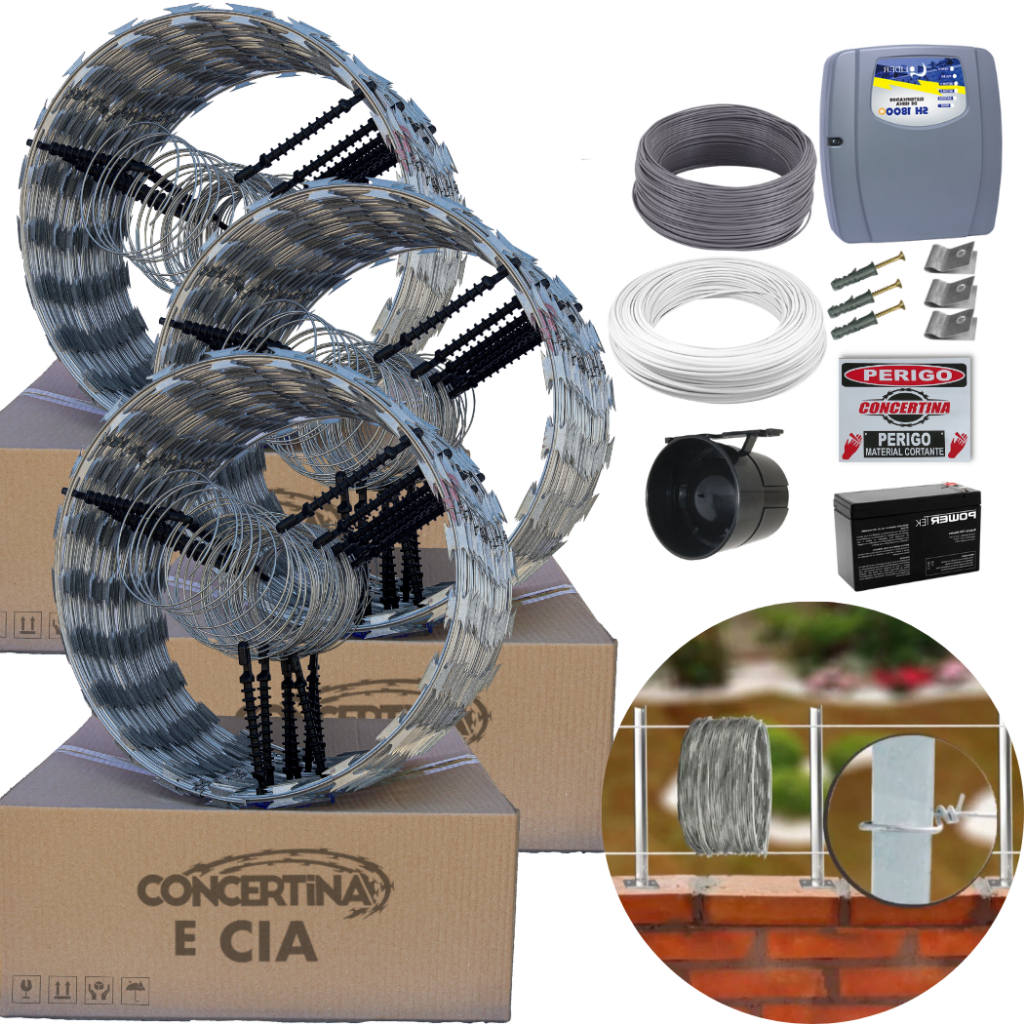 15 Metro Concertina Eletrificada Dupla 45cm Com Centra Cerca | Shopee ...