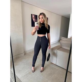 Calça skinny poliamida chapa barriga com ilhós atrás feminina - pop modas jeans