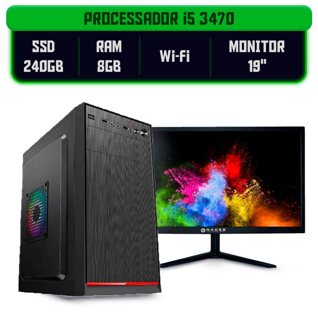Computador i5 3470 - 8GB - 240GB - Monitor 19"