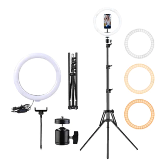 Ring Light Iluminador 10 Polegadas Com Tripé De 2.10 Metro Para Gravar Videos Fotos Youtube Tik Tok Lives Influencer Iluminadora Iluminador 10 Polegadas Com Tripé De 2.10 Metros RGB Colorido Controle Bluetooth Completo Portátil + Controle Bluetooth