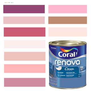 Tinta Rosa Meia Luz de Parede Acrílica Coral Renova Cor Rosa Lavável Premium Antimofo 800ml