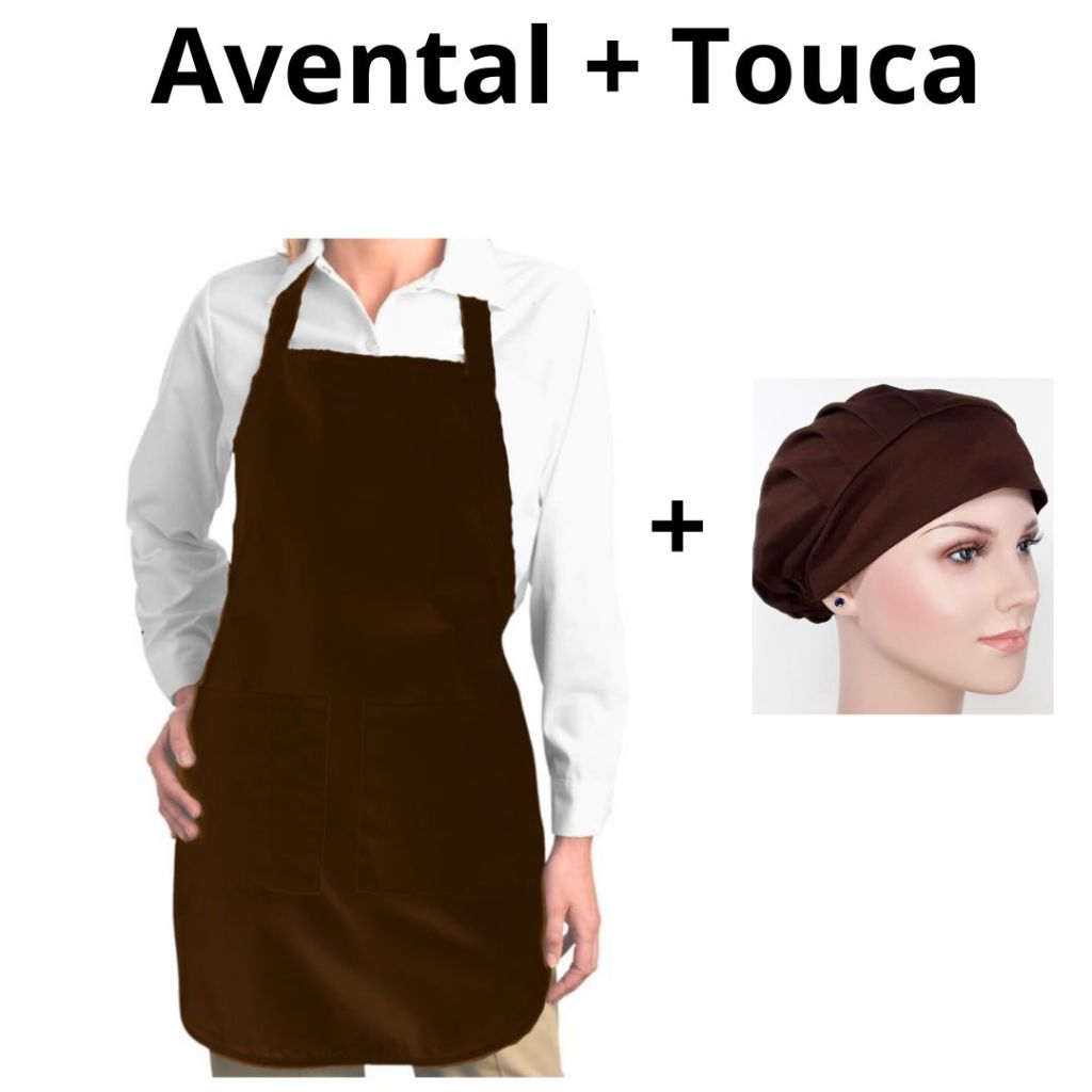 Conjunto Avental 2 Bolsos + Touca De Cozinha Unissex cozinha
