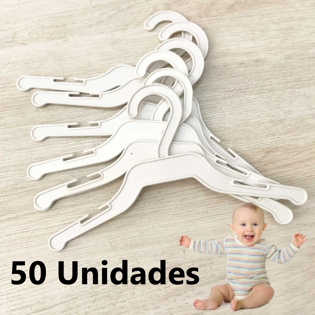 50 Cabides Infantil Para Roupas de Bebê Ideal para Bodys de Bebês ...