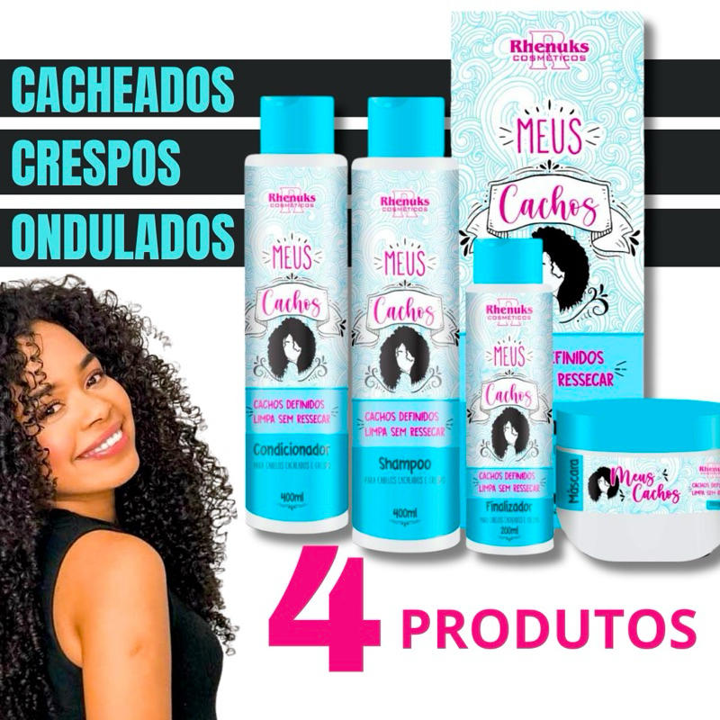 Kit Capilar 4 Itens P/ Definir Os Cachos Cabelos Cacheados Ondulados ...