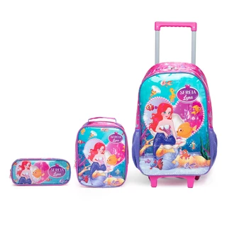 Kit Mochila Lancheira Estojo Escolar Infantil Rodinhas Viagem