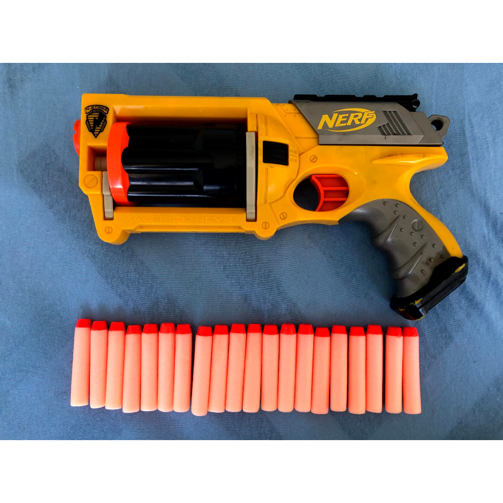 Arma de Brinquedo Lançador Dardos Nerf N-Strike Maverick Rev-6 | Shopee ...