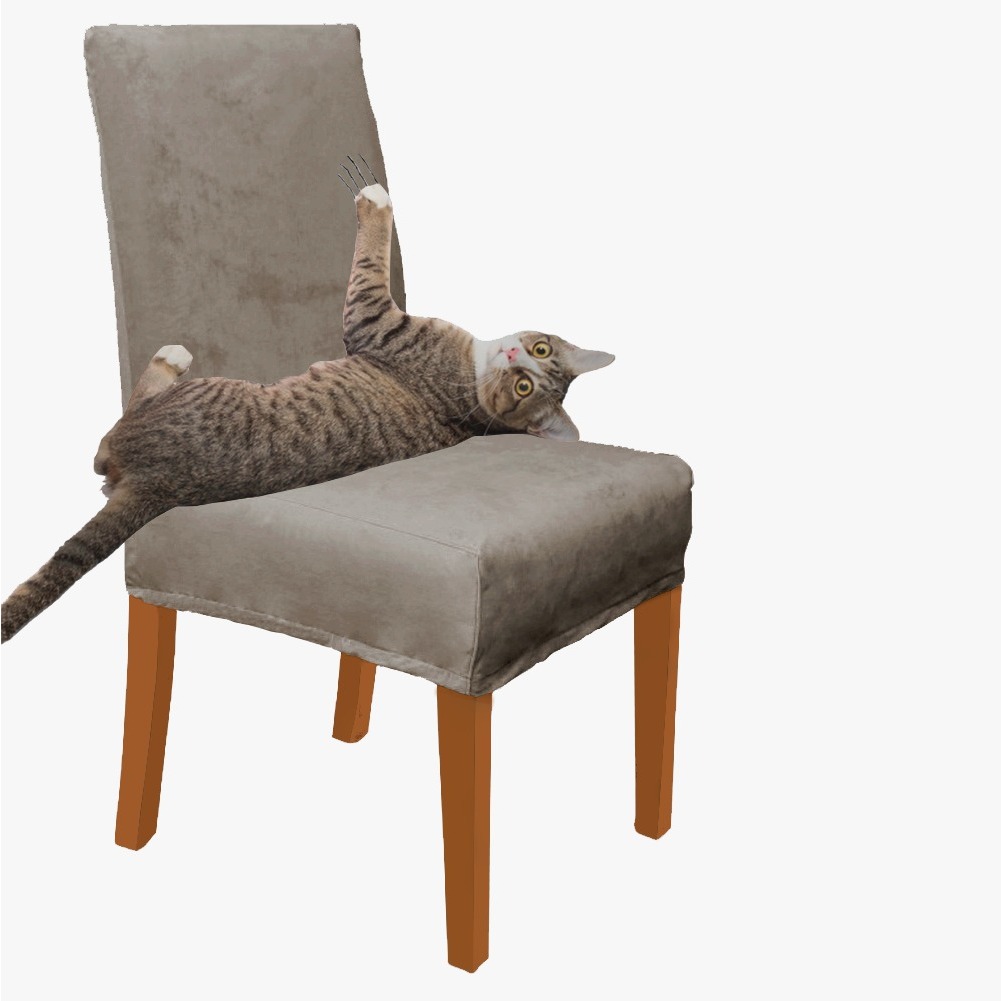 Capa Cadeira Suede Tecido Grosso - Annte Unha De Gato Kit 4 Peças. - Envio Imediato