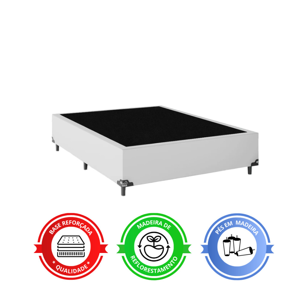 Cama Box Viúva + Colchão D33 One Face - Couro Branco