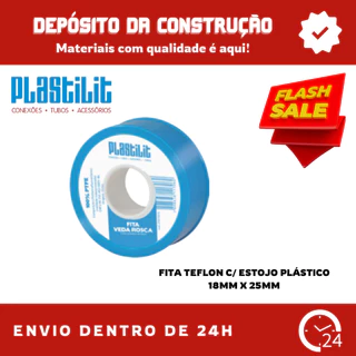 Fita veda rosca TEFLON c/ estojo plástico18MM X 25MM Plastilit