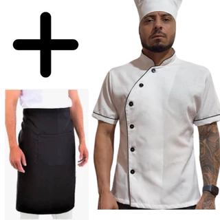 Kit Dolma + meio avental uniforme profissional chef de cozinha gastronomia