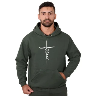 Moletom De Inverno Moda Cristã Evangélica Jesus Estampa De Cruz