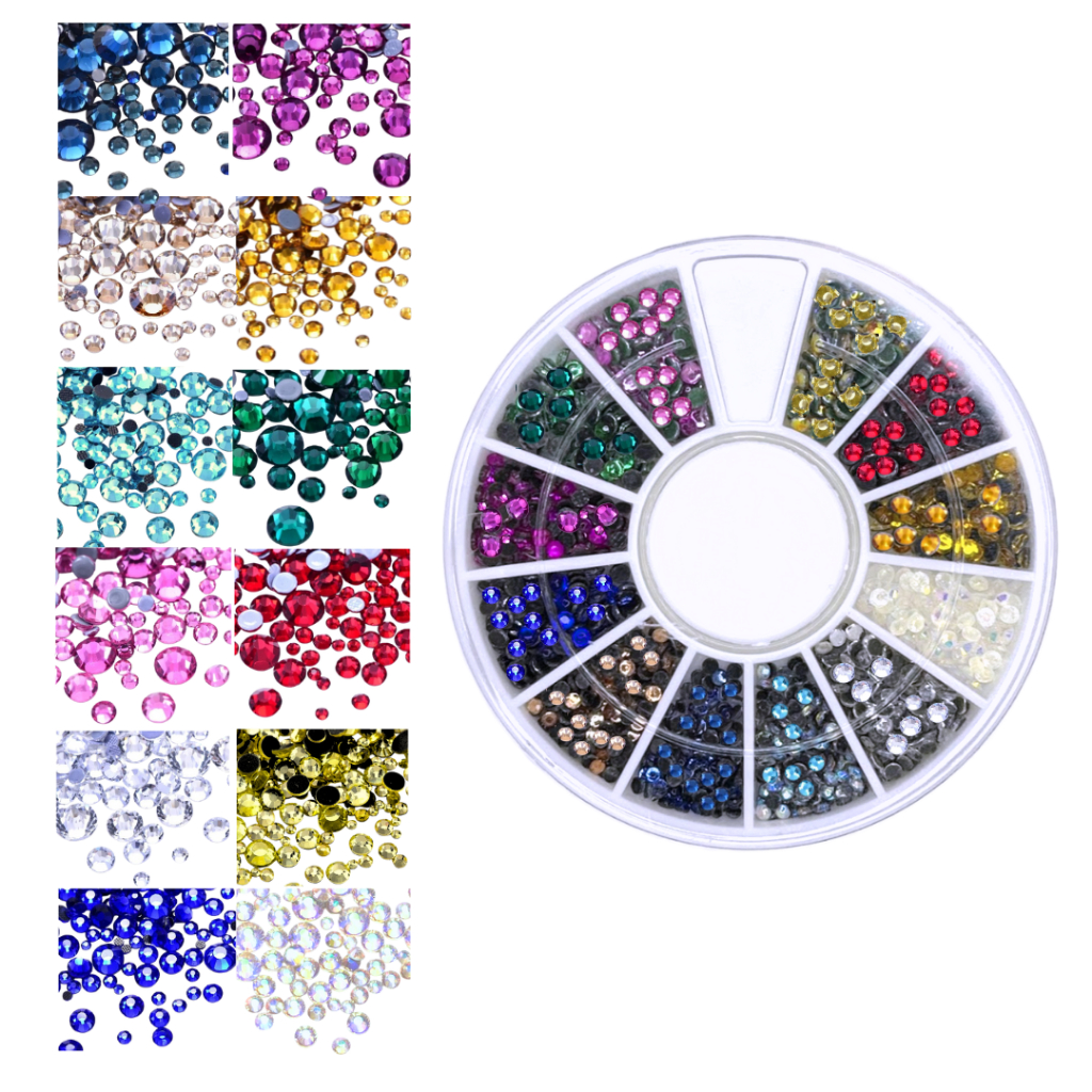 Disco Strass Cristal Colorido 12 cores Pedrarias - decorações de unhas ...