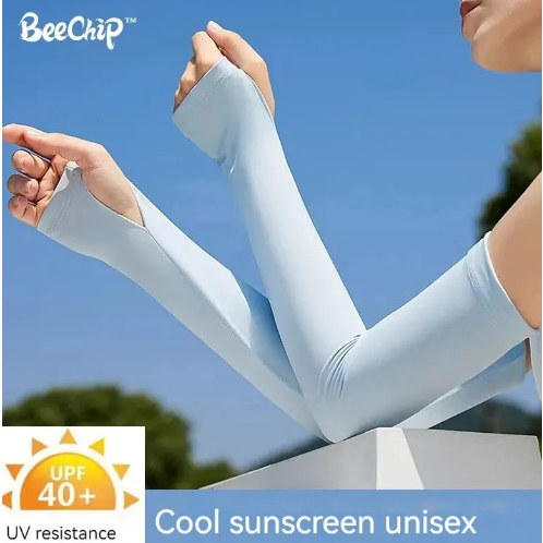 1 Par Manguito Proteção Solar UV 50+ Fina Braço Seda Masculina Feminina Respirável 40cm