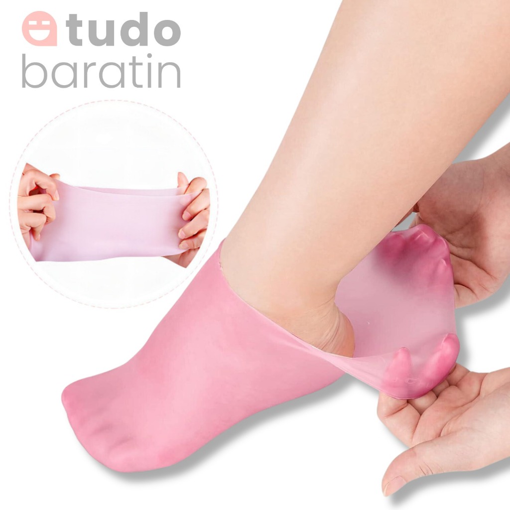 Meias de Silicone Gel Par Hidratação Esfoliação Pés Rachados ou Ressecados Descamação de Pés Meia para Pele Seca