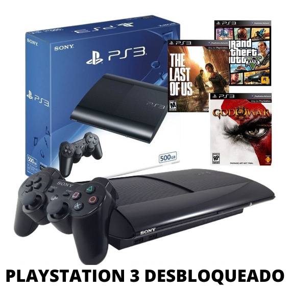 Playstation 3 DESBLOQUEADO + 2 controles e memoria de 1TB