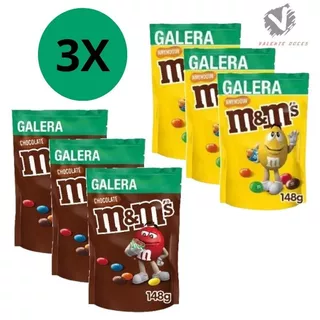 Kit 3 Chocolate Confeito M&ms Ao Leite e Amendoim 148gr Mars 3 Unidades M&M's