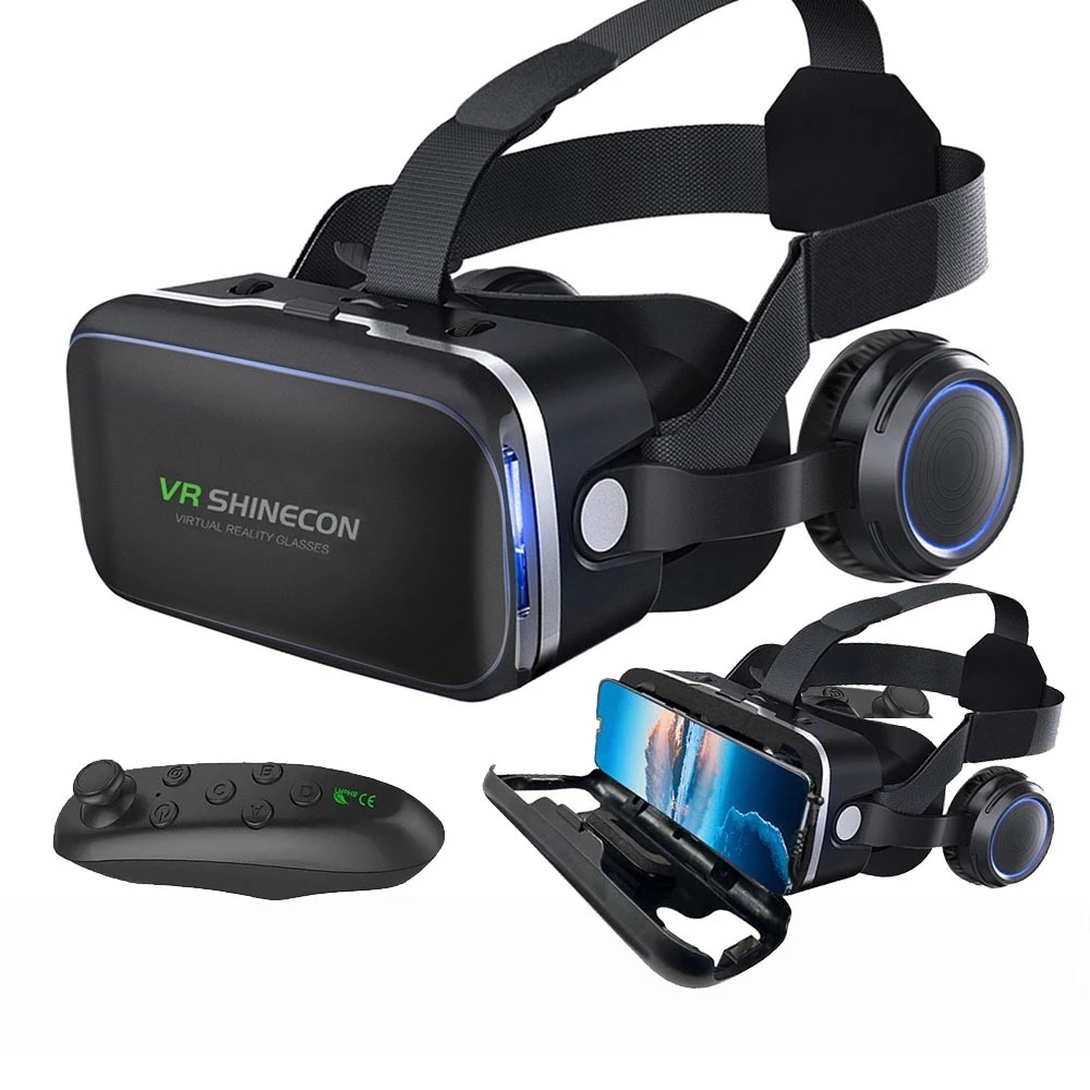 Óculos Vr Realidade Virtual 3d Com Fone De Ouvido Com Controle