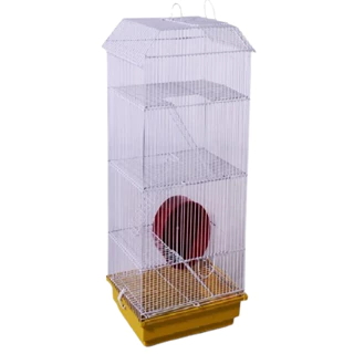 Gaiola Super Luxo Tamanho Grande C/ 4 Andares, Bandeja Colorida e Rodinha de Exercícios P/ Pequenos Roedores
