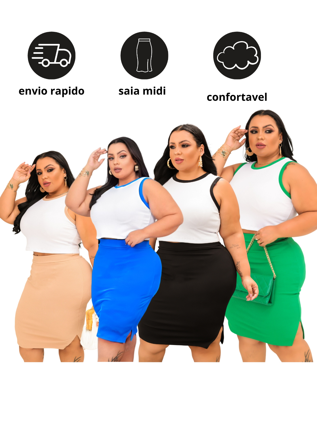 Conjunto Plus Size, Canelado Premium