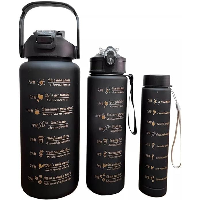 Kit 3 Garrafa Motivacional Academia Fitness 900ml 2000ml 500ml