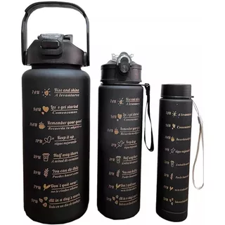 Kit 3 Garrafa Motivacional Academia Fitness 900ml 2000ml 500ml