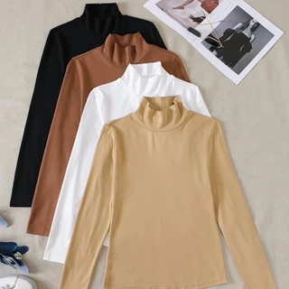 Blusa Cacharrel Gola Alta Manga Longa Suplex Segunda Pele Moda