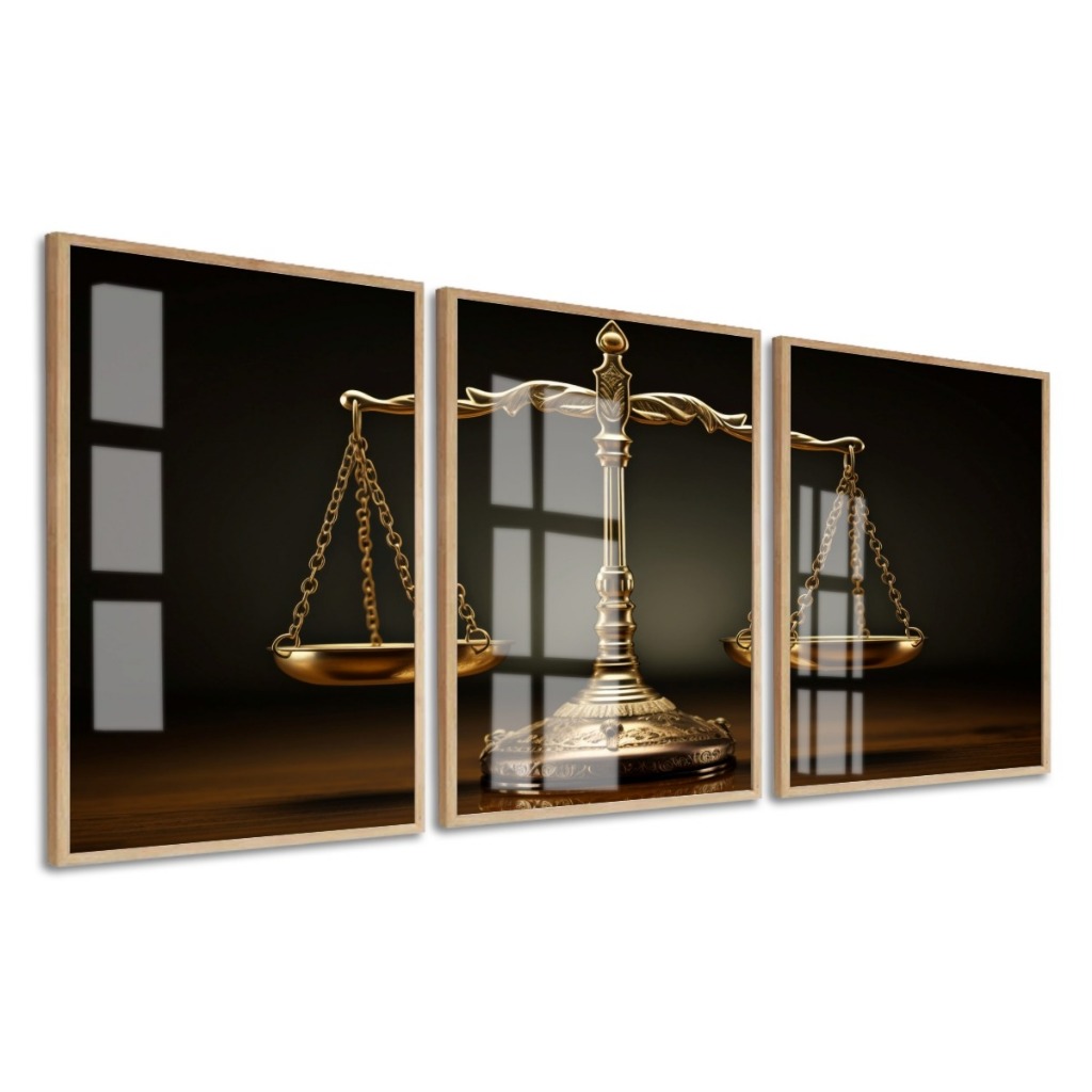 Quadro Decorativo Advocacia Balança Moldura e Vidro Sala Quarto Corredor