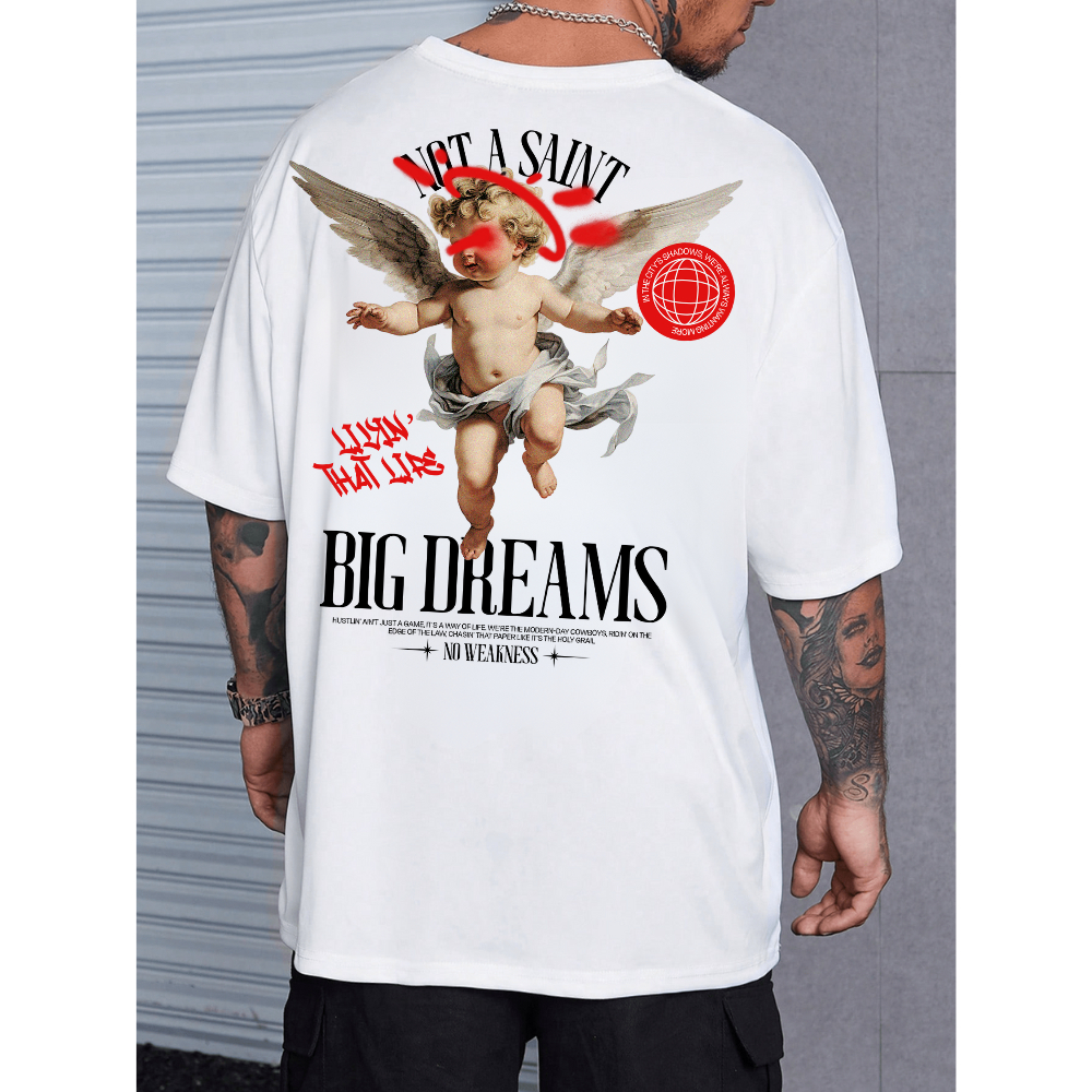 Camiseta Streetwear Estampado Angel Life Single Camisa Oversized