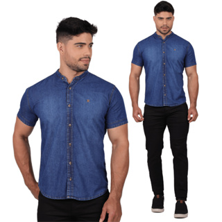 Camisa jeans sale masculina promoção