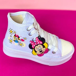 Tênis Infantil Da Minnie Mouse Botinha Branco Star