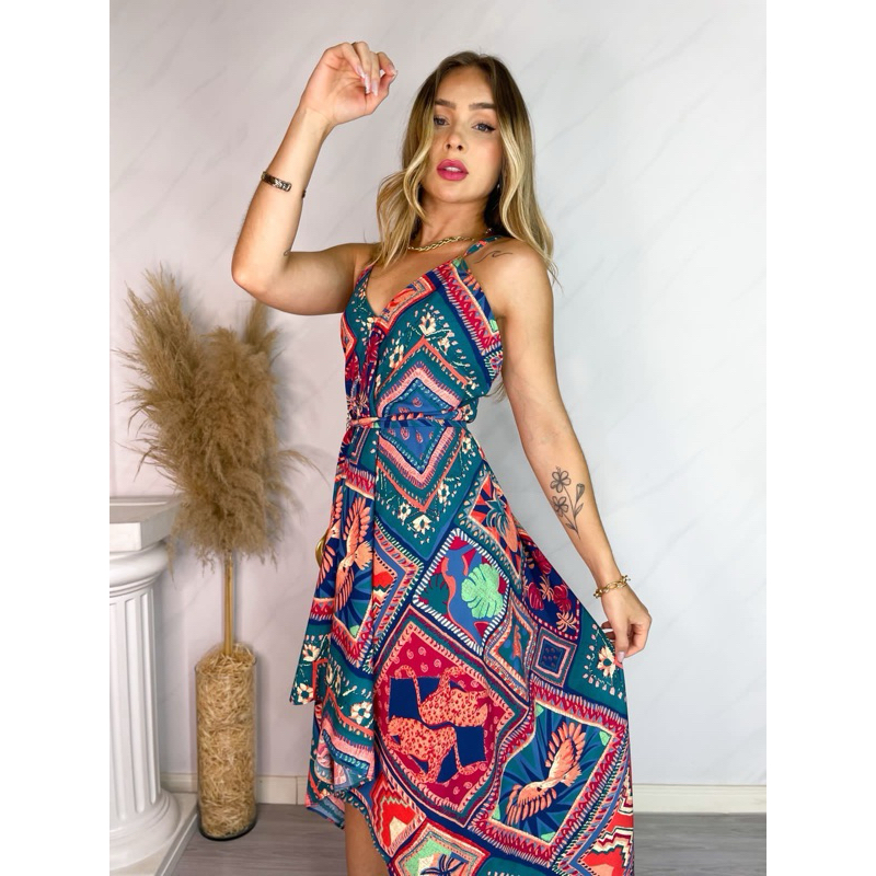 Vestido Longo Feminino Estampado Farm Multiformas Moda Verão Soltinho e  Refrescante - Escorrega o Preço