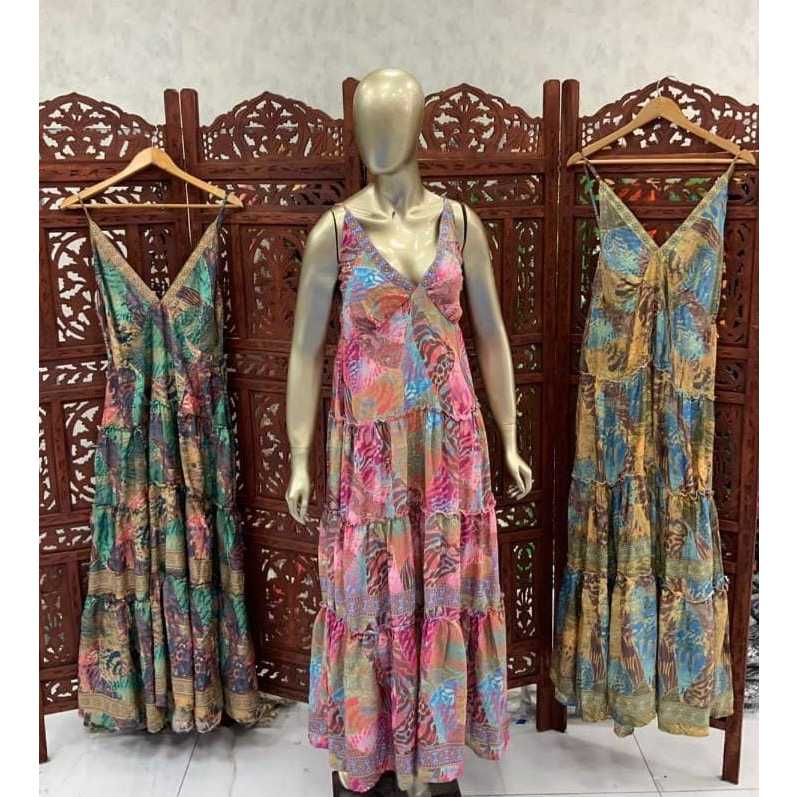 Vestido de seda store indiano