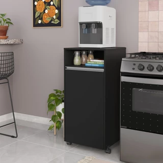 Armário Organizador De Cozinha Lavanderia Esconde Botijão De Gás Preto Ivy.