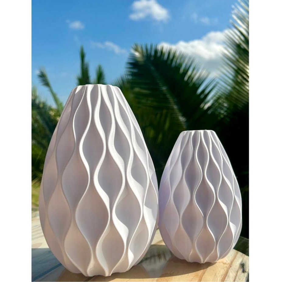 Kit Vaso Decorativo 3D Branco Para Mesa Sala Rack Escritorio Design Moderno