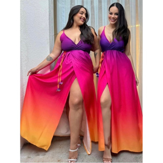 Vestido longo de chiffon estampa floral, elegante, feminino, verão, sexy,  decote em v profundo, fenda para festa, sem mangas, maxi, vestidos de  praia, 2021 - AliExpress