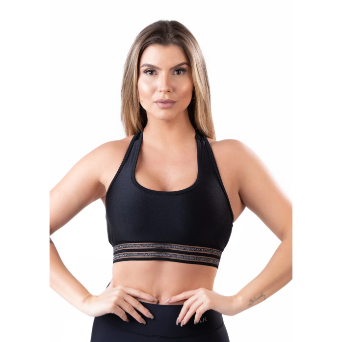 Top Nadador Sem Costura Sem Bojo Fitness Azul Academia DLK