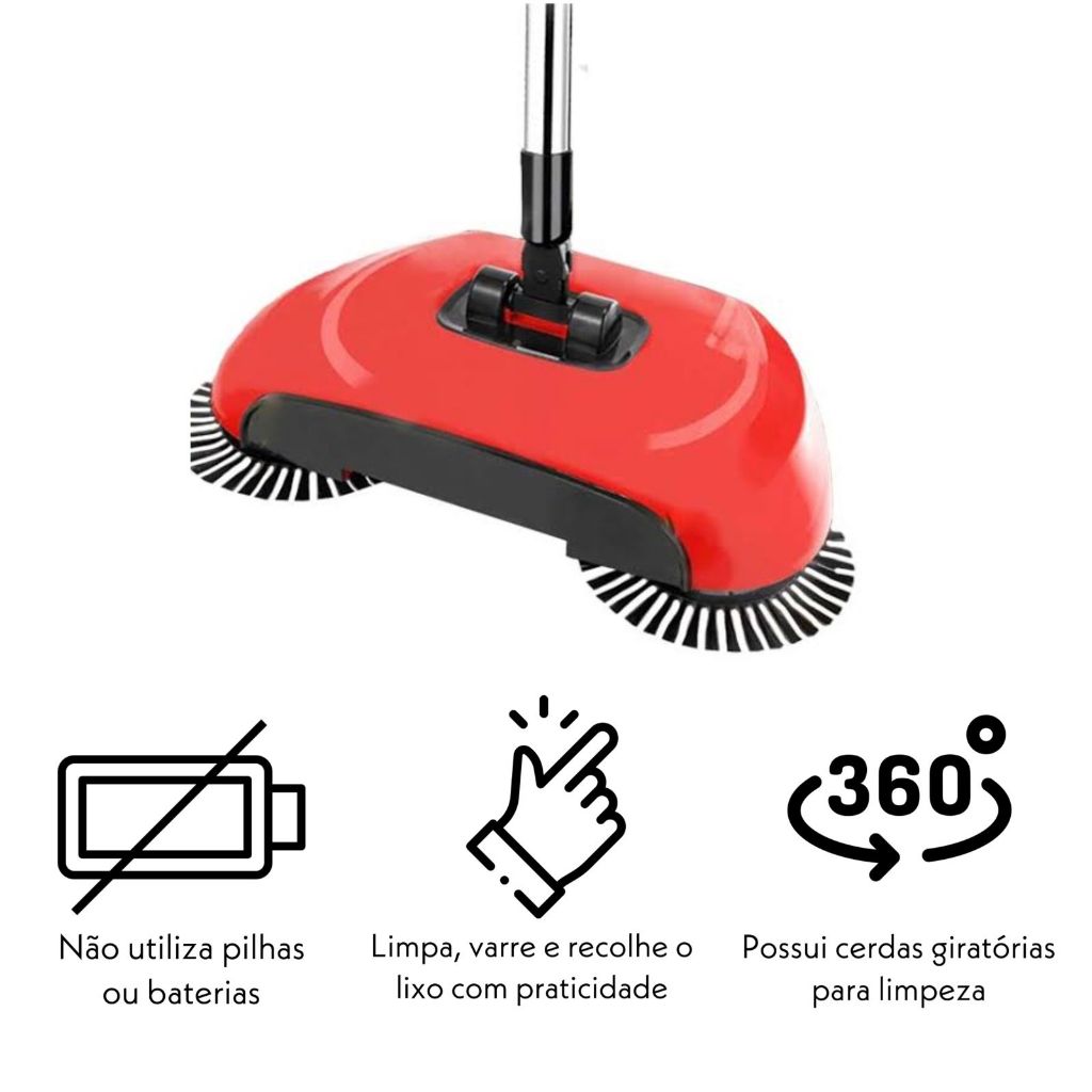 Vassoura Mágica Mop Dobrável 3 em 1 Giratória 360° com Reservatório ...