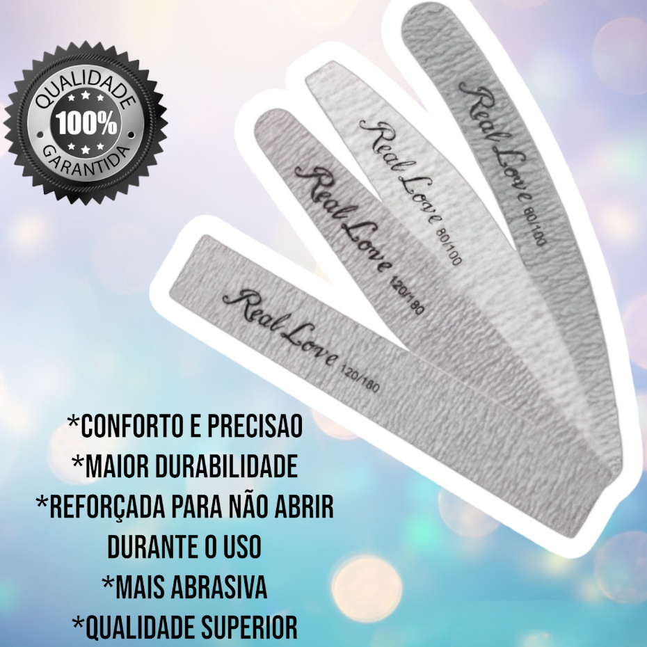 Lixa P/ Unha Boomerang Banana Caixao Reta Quadrada Real Love