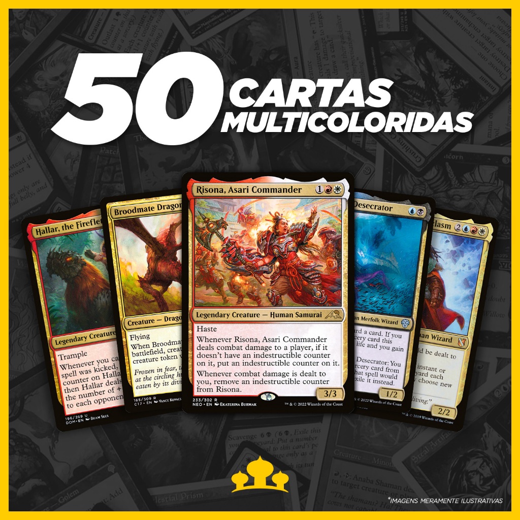 Lote/bulk/Lotes/conjunto de cartas com 50 Cartas multicoloridas de Magic The Gathering (*Mtg*) /lote pode conter mais que 4 unidades de cada carta e NÃO ACOMPANHA TERRENO BÁSICO