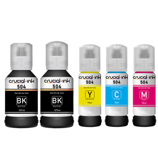 Kit 5 Refil Tinta Compativel P/ Epson T504 L4150 L4160 L4260 L6161 L6171 L6270