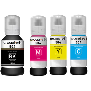 Kit 4 Refil Tinta Compativel P/ Epson 504 Kit 4 Cores T504 L4260, L4150, L6171, L6191 L6270